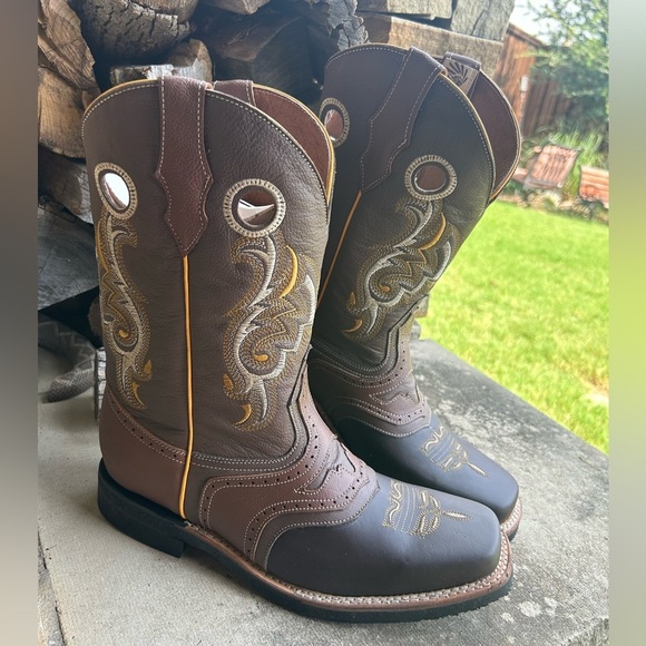 Men's Brown Leather San Fernando Western Rodeo Boots NewWB Sz-29 (US 10.5) LocBB - Picture 2 of 12